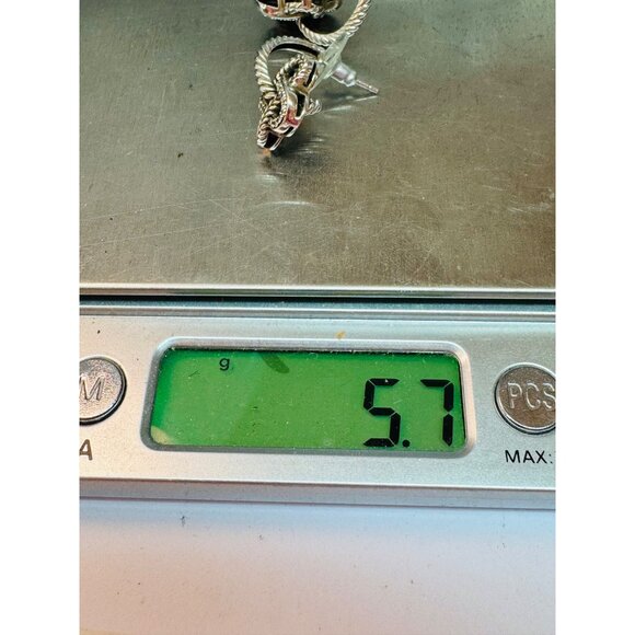 Estate Sterling Silver 925 Love Knot Dangle Half Hoop Earrings 5.7g Push Backs - Picture 7 of 7